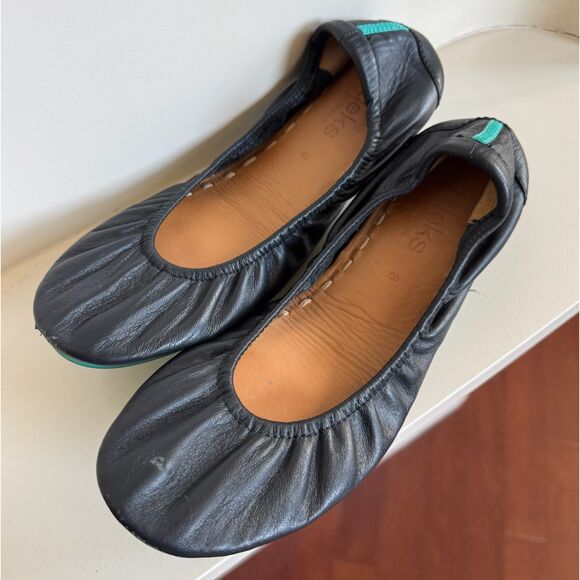 Tieks by Gavrieli Leather Black Ballet Flats Foldable Matte Black Size 8 - Picture 1 of 9